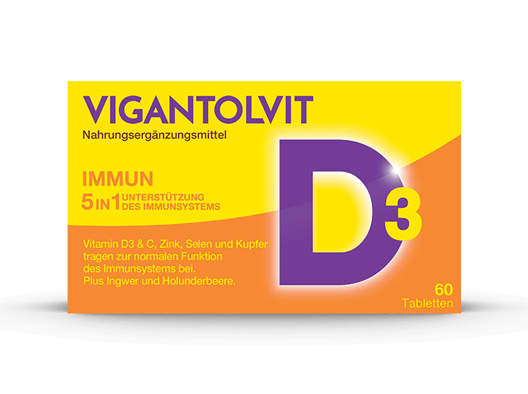 VigantolVit Immun 5-in-1 Tablette Nahrungsergänzungsmittel mit Vitamin D3, 60 Tabletten.