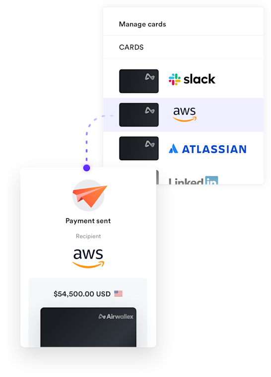 Screenshot of virtual debit card linked to Shopify Plus subscription