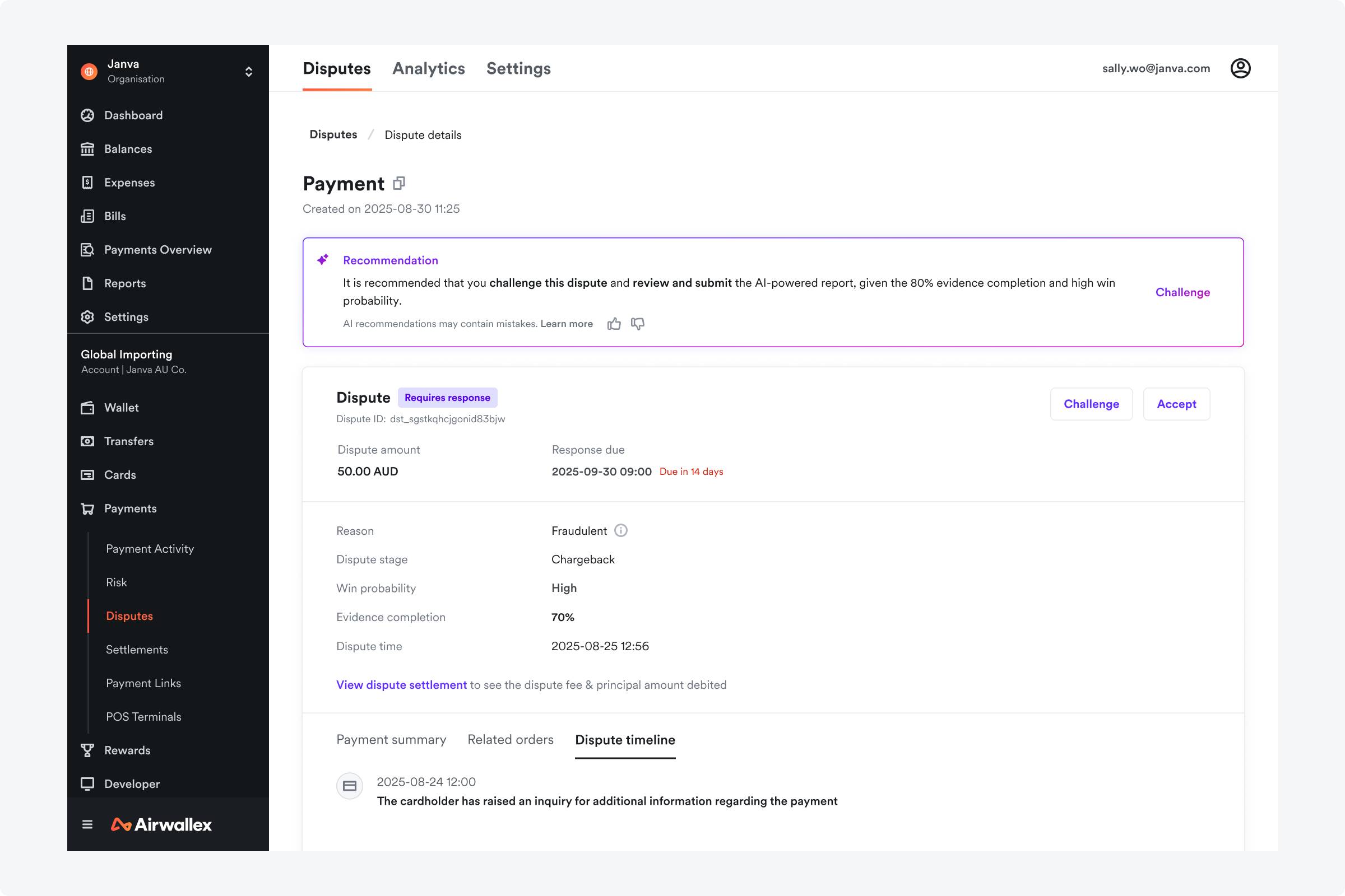 AI Dispute Automation UI