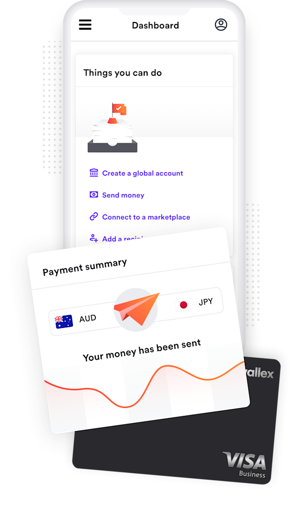 Airwallex platform screenshot sending money to Japan from Australia