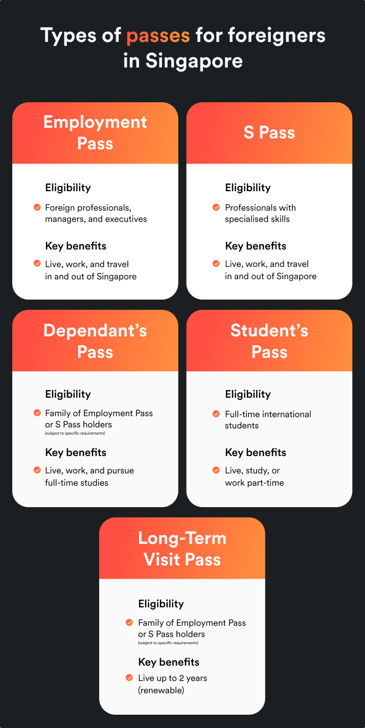 types of passes for foreigners in Singapore