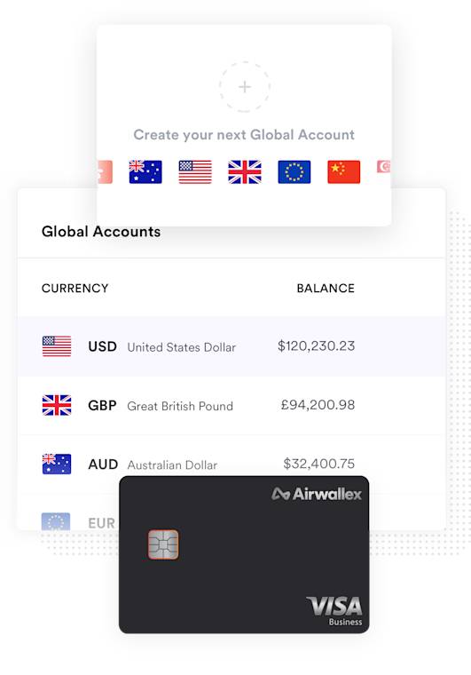 Multiple global accounts receiving USD, AUD and EUR