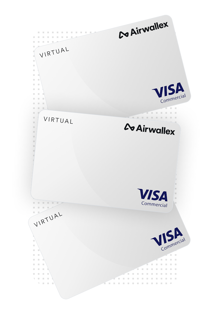 Virtual Visa cards for business being created online via the Airwallex platform