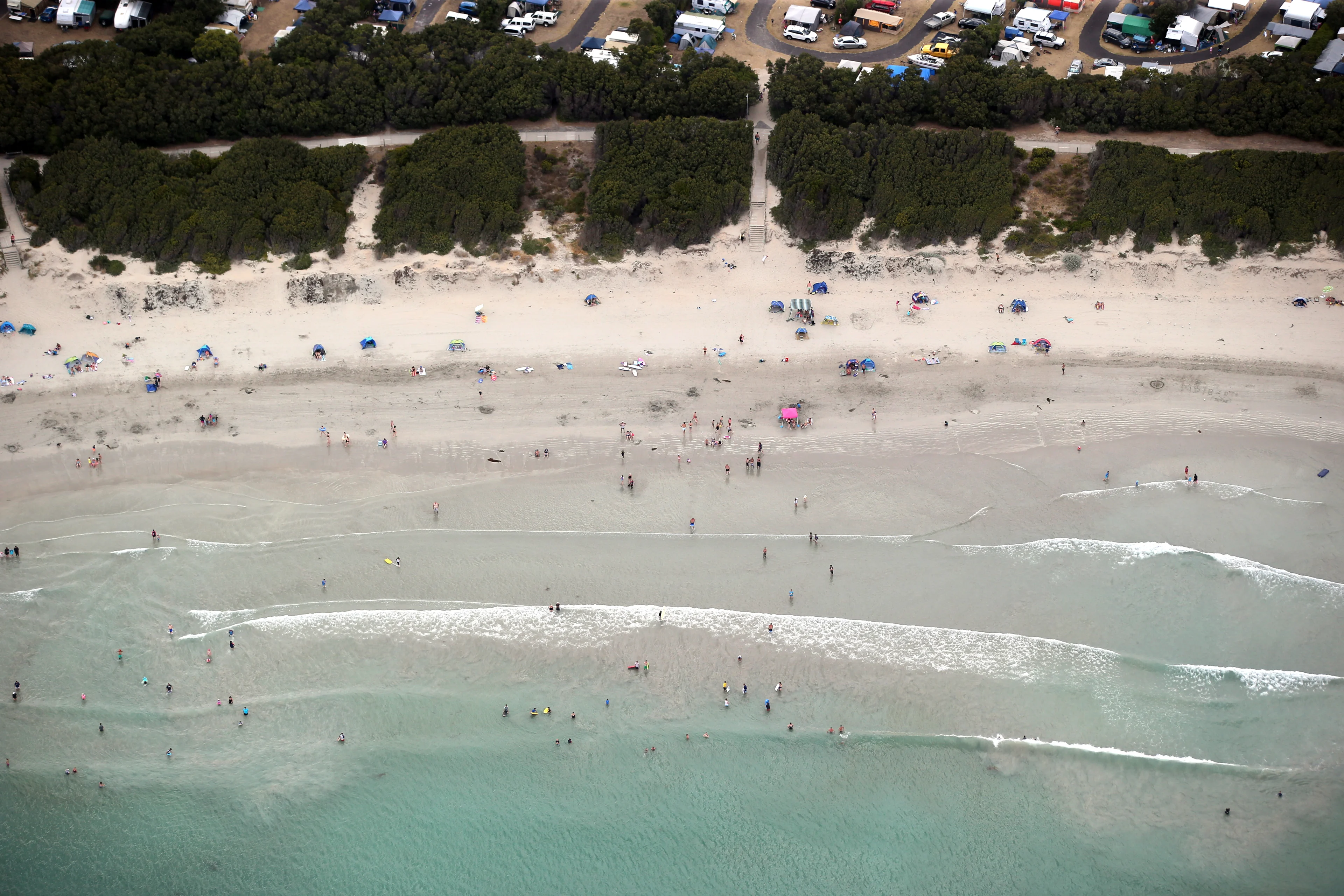 Aerial view of the beaches on Lady Bay, Warrnambool, Victoria.