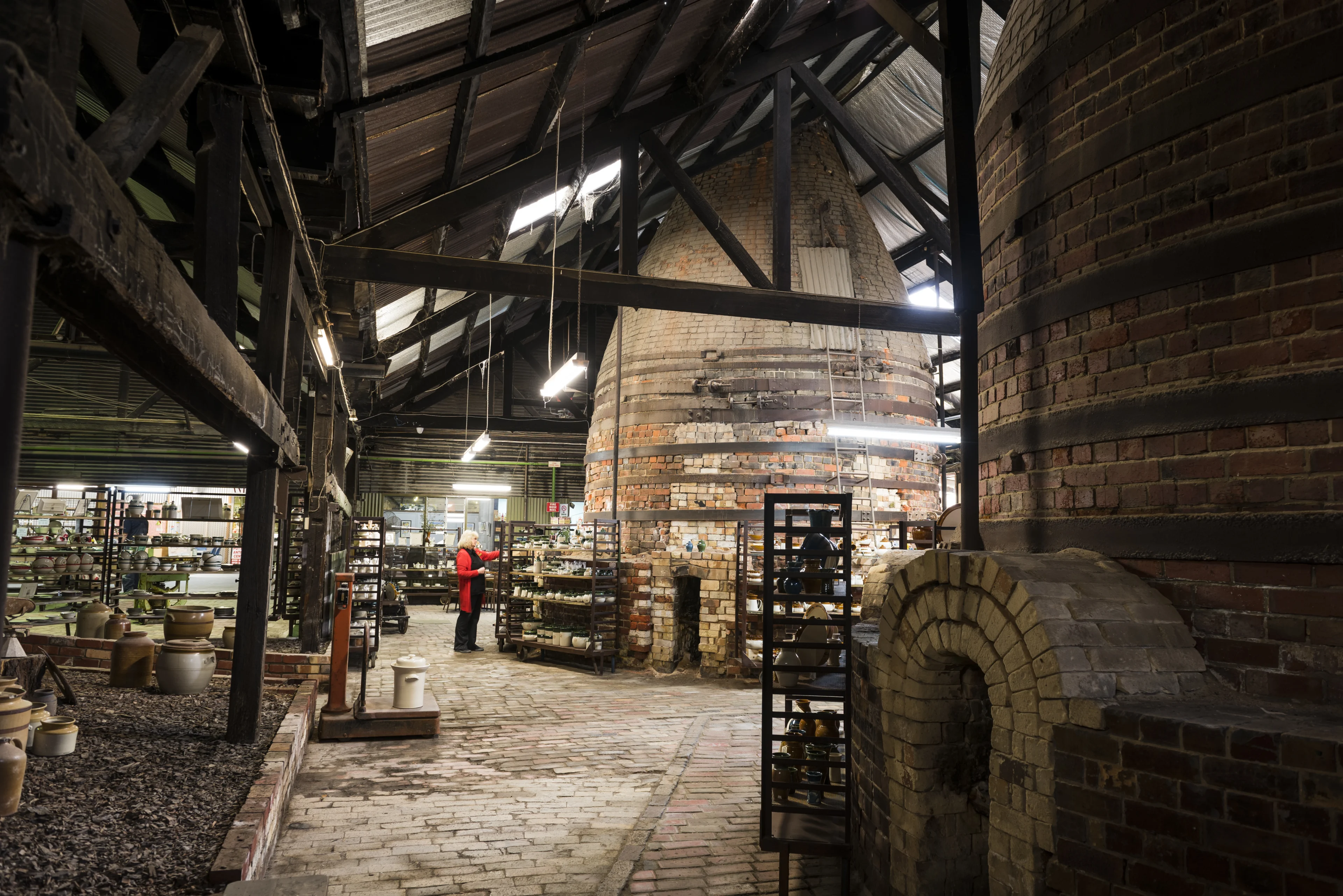 The retail shop set around the old kilns at Bendigo Pottery. Bendigo, Victoria.