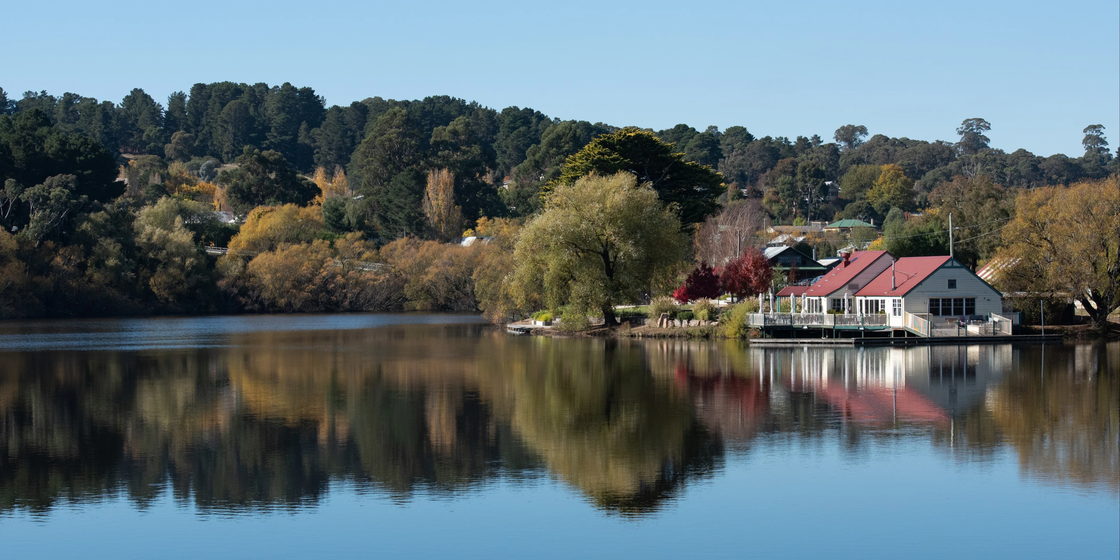 Reflections on Lake Daylesford with Restaurant. 