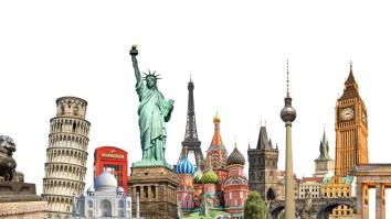 World landmarks and famous monuments collage