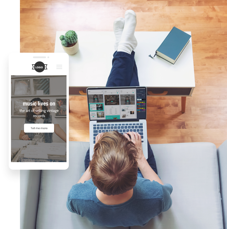 Man on laptop ordering from online store