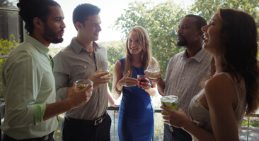 group of young professionals networking
