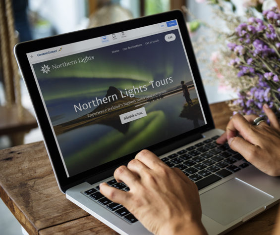 image of a travel website on a laptop