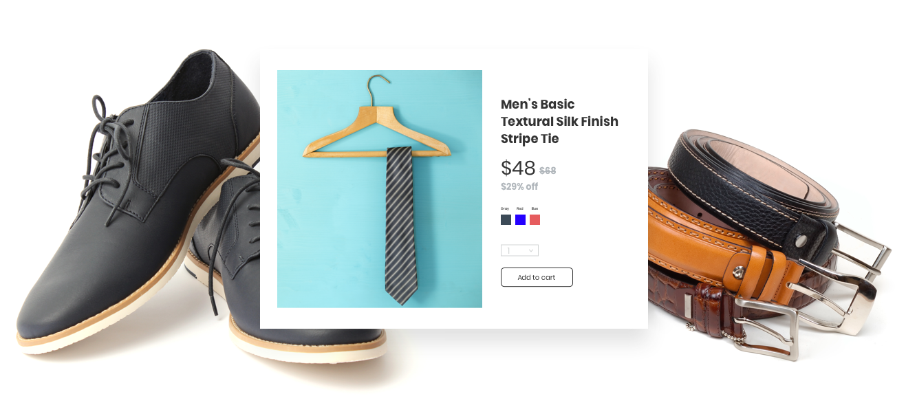 example of a menswear shopping website with a tie for sale