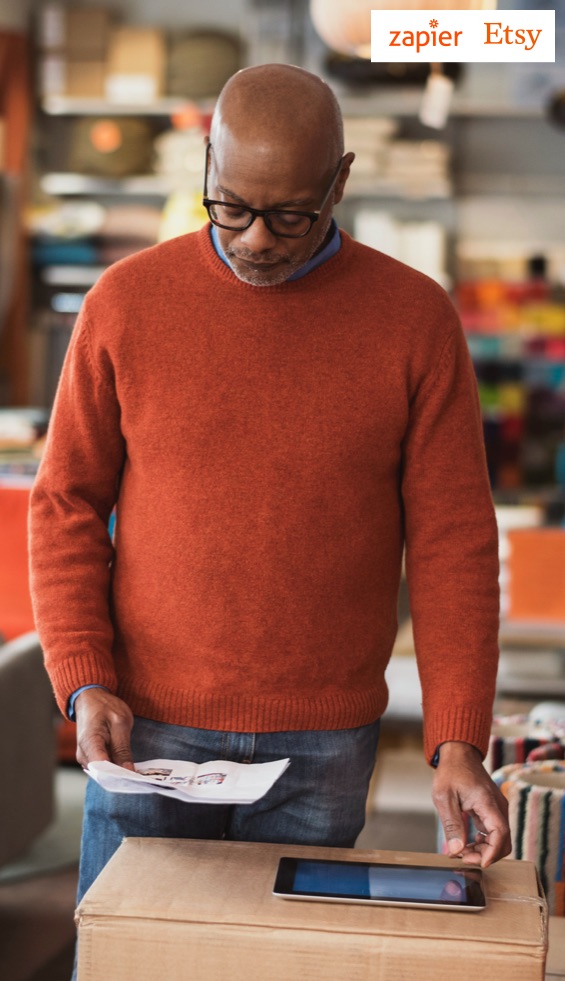 Constant Contact customer connecting their account to their eCommerce store on tablet