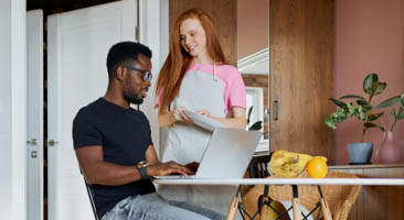 partners with laptop