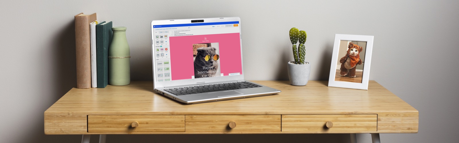 Constant Contact email template on laptop