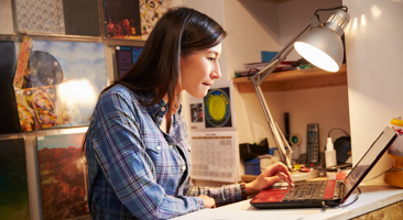 girl working at desk