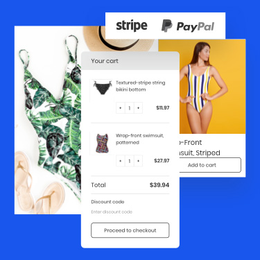 online store showing bathing suits