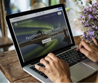 image of a travel website on a laptop