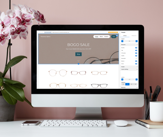 Image of an online store showing the website builder