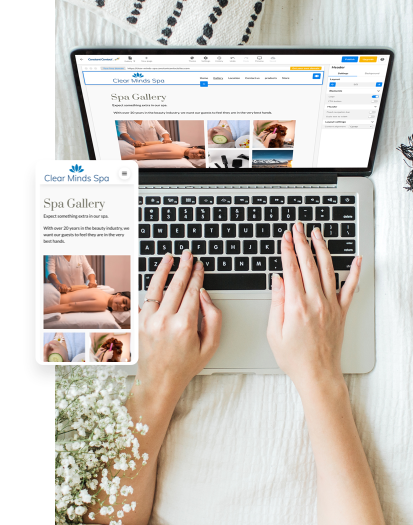 Spa website built using the website builder