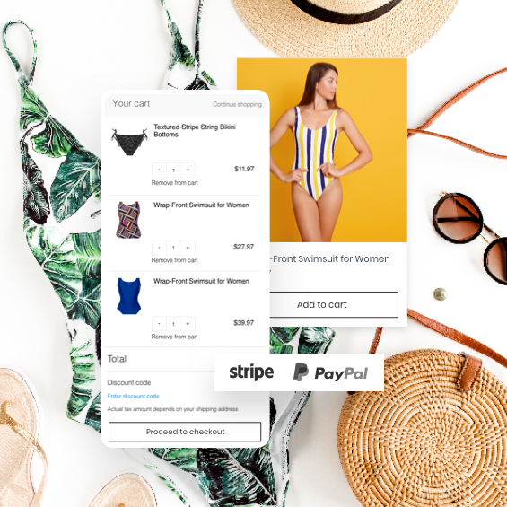 online shopping page with PayPal