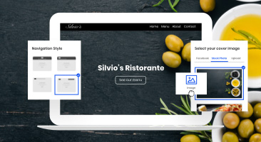 website builder site shown on laptop