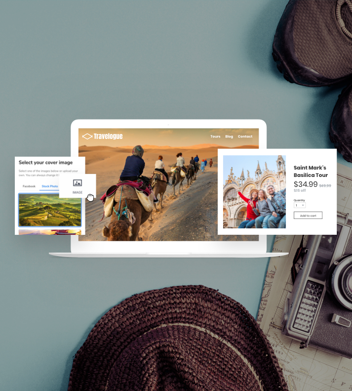 Image of travel website using the Website Builder
