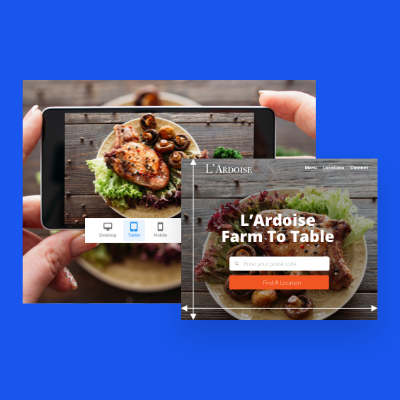 Image show a responsive defined image of a restaurant website