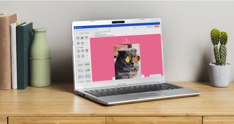 Constant Contact email template on laptop