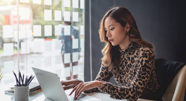 woman working at a laptop