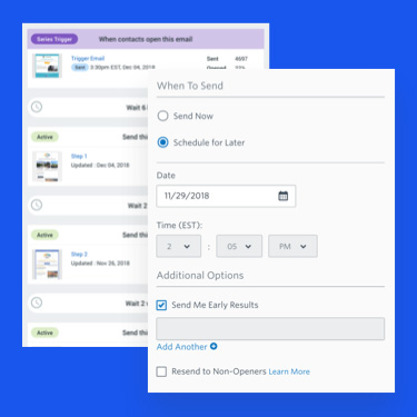 Example of Constant Contact's email automation features.