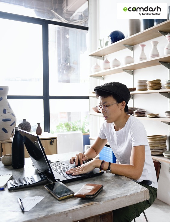 Constant Contact customer using Ecomdash on computer
