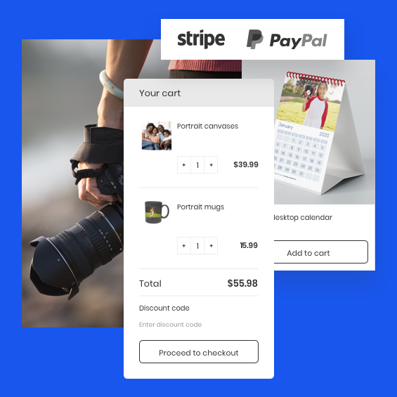 Ecommerce website showing different payment options with an online shopping cart