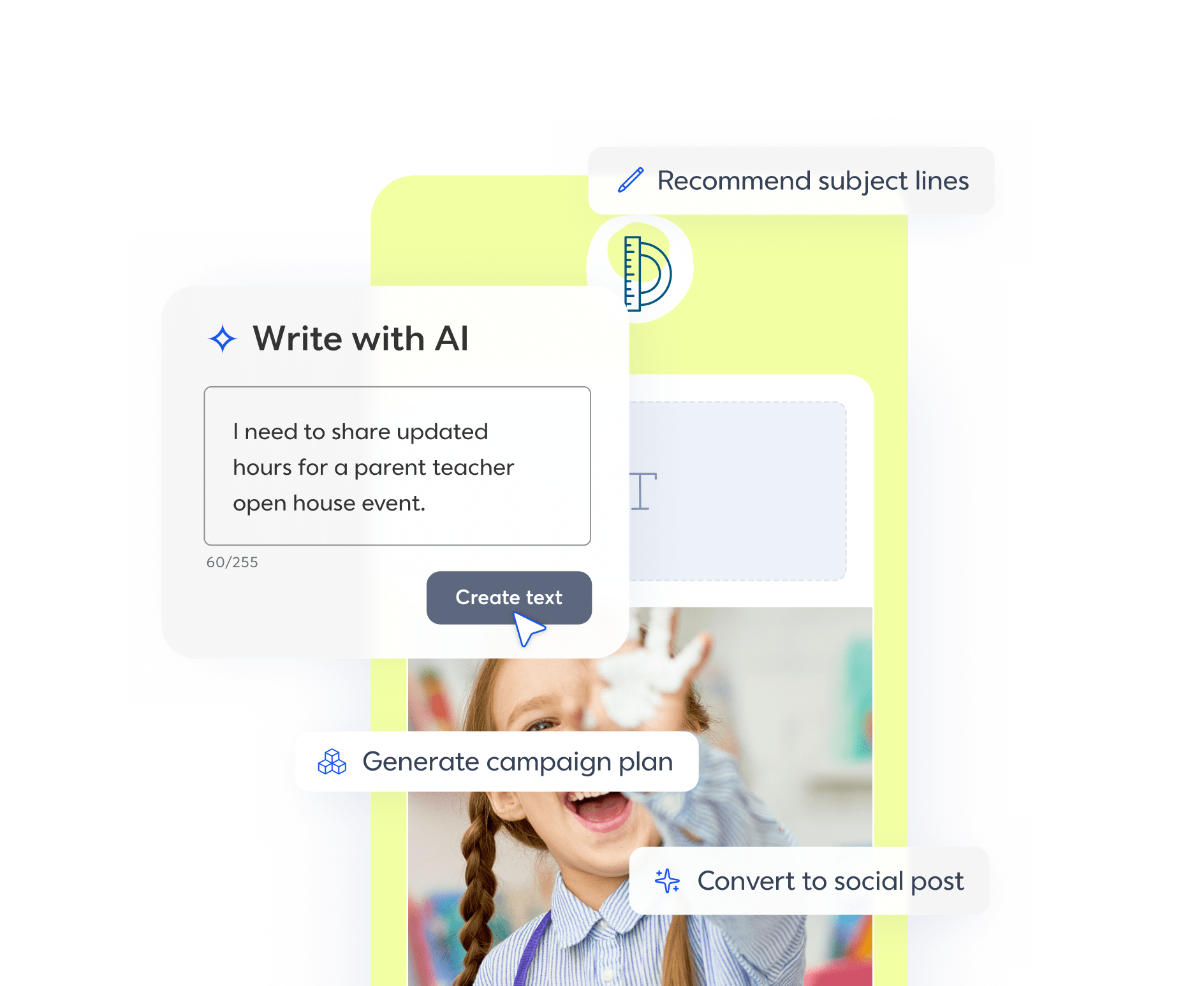 UI graphic of the AI generated content creation