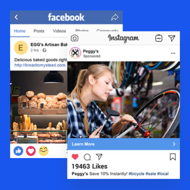 Example online ads for Facebook and Instagram
