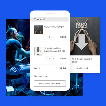 Image of musician with an ecommerce site