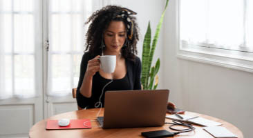 woman drinking coffee