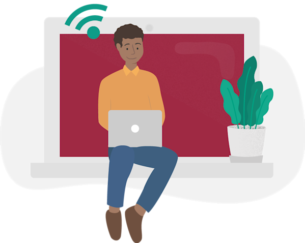 Man sitting with his computer