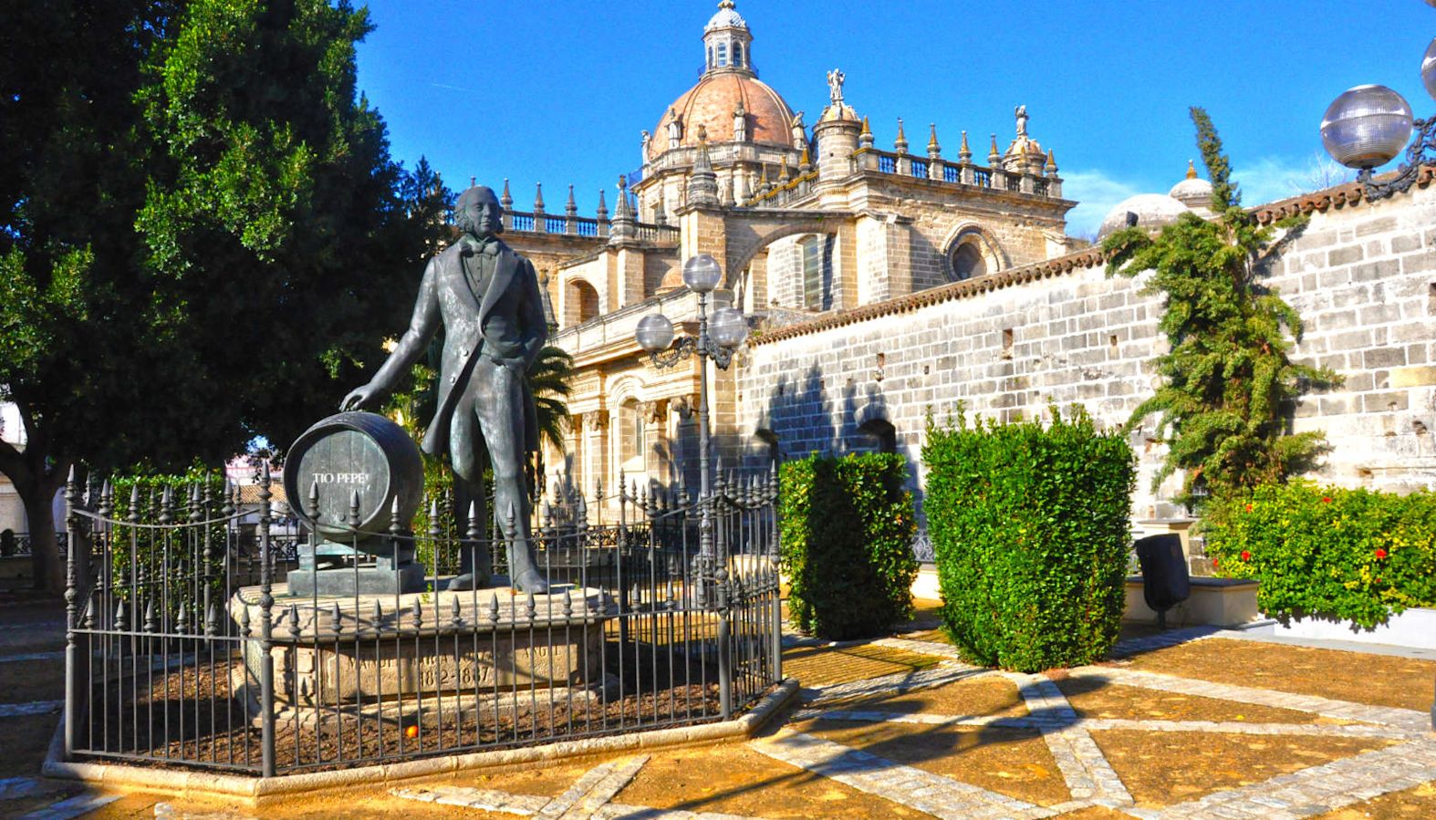 A statue outside of a Cathedral in Jerez, Spain - Sherry wine