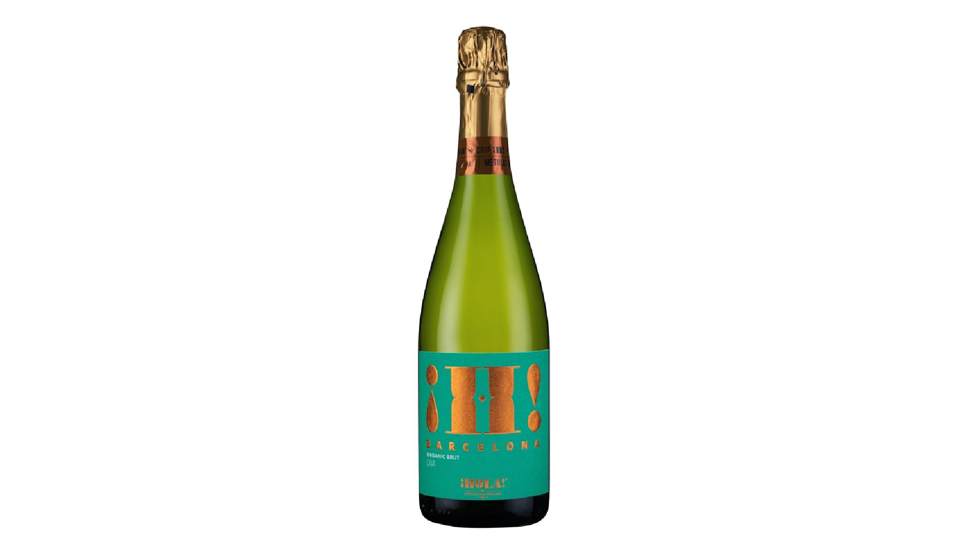 A bottle of Hola Barcelona Organic Cava
