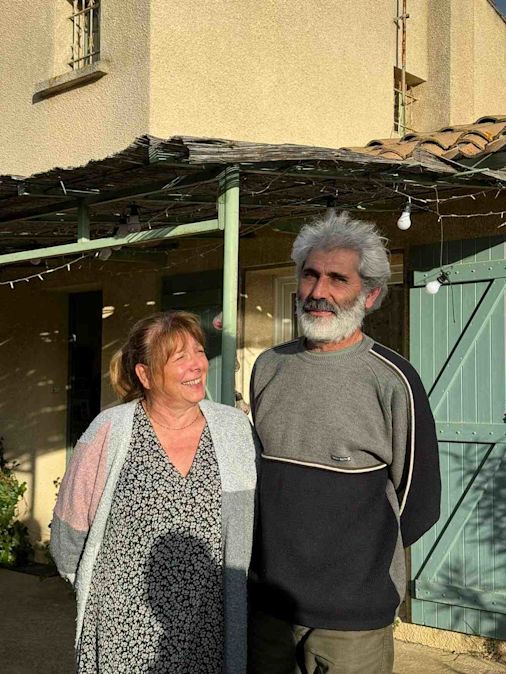 Winemaker Bernard ‘The Beard’ and his wife in La Livinière