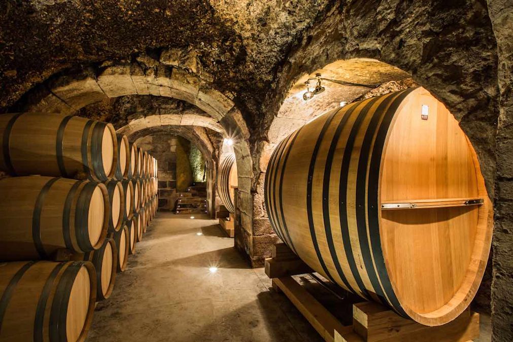 Rioja wine ageing in barrels