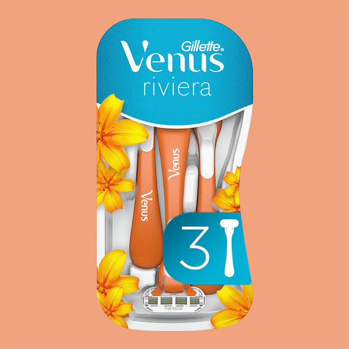 Gillette Venus Riviera package of 3 disposable razors