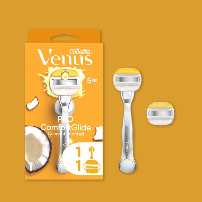 Gillette Venus PRO ComfortGlide Coconut Razor - package with 1 refill