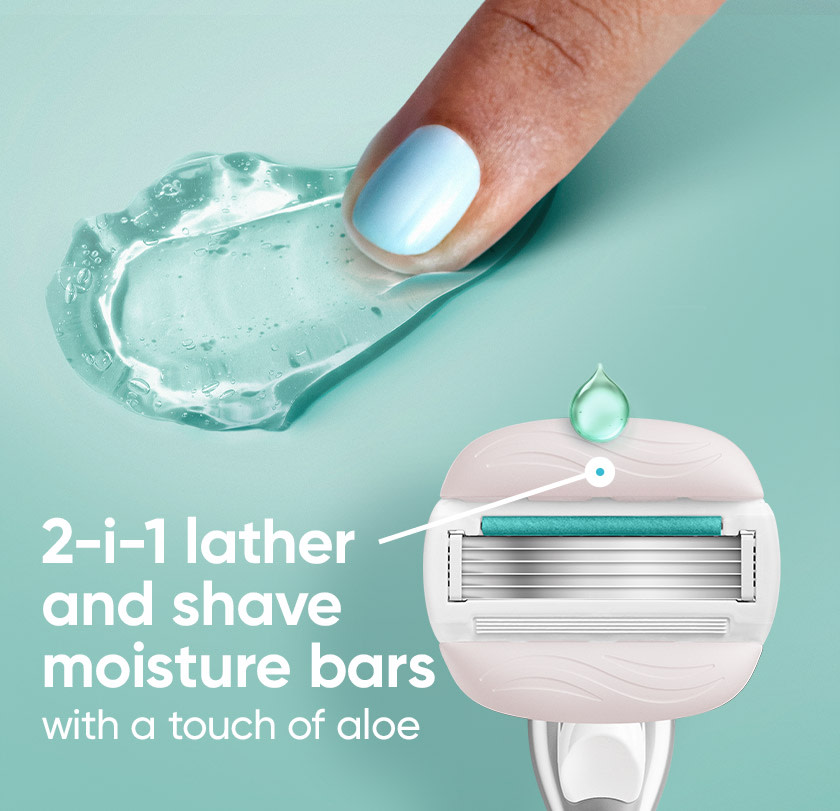 Gillette Venus Pro ComfortGlide Sensitive razor head: 2-i-1 lather and shave moisture bars with a touch of aloe