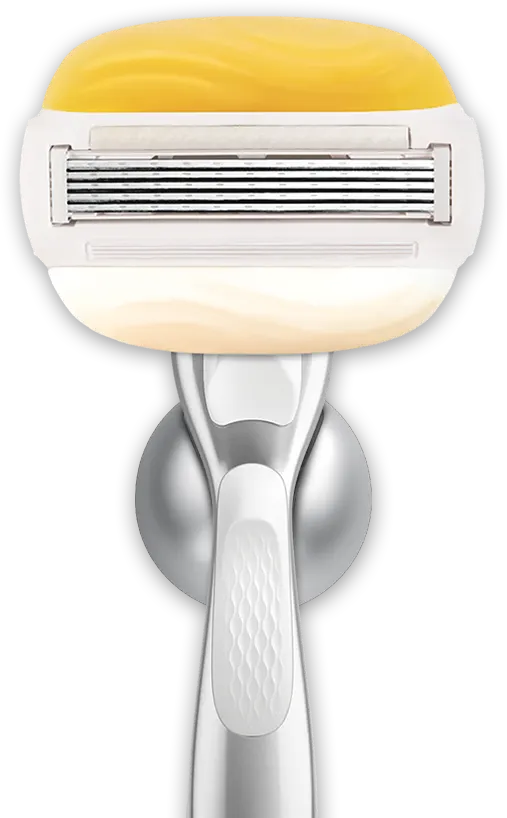 PRO ComfortGlide Coconut Razor: 5 blades, Gelbars on SkinCushion, NEW Shower holder and Ergonomic metal handle