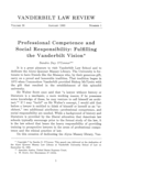 Professional Competence and Social Responsibility: Fulfilling the Vanderbilt Vision Professional Competence and Social Responsibility: Fulfilling the Vanderbilt Vision