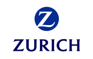 Logo der Zürich Versicherungsgruppe, mit einem großen weißen „Z“ in einem blauen Kreis neben dem Wort „Zurich“ in blauen Großbuchstaben.