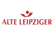 Logo der Alten Leipziger, mit einem stilisierten lächelnden Gesicht über dem Text „Alte Leipziger“ in roter Schrift.