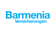 Logo der Barmenia Versicherungen mit stilisiertem, fettem blauem Text auf weißem Hintergrund.