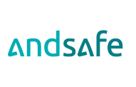 Das Logo von „andsafe“ besteht aus dem Wort in blaugrünen Kleinbuchstaben.